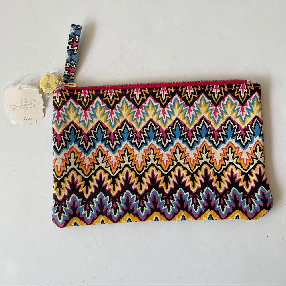 Anthropologie Multicolor Patterned Zippered Pouch